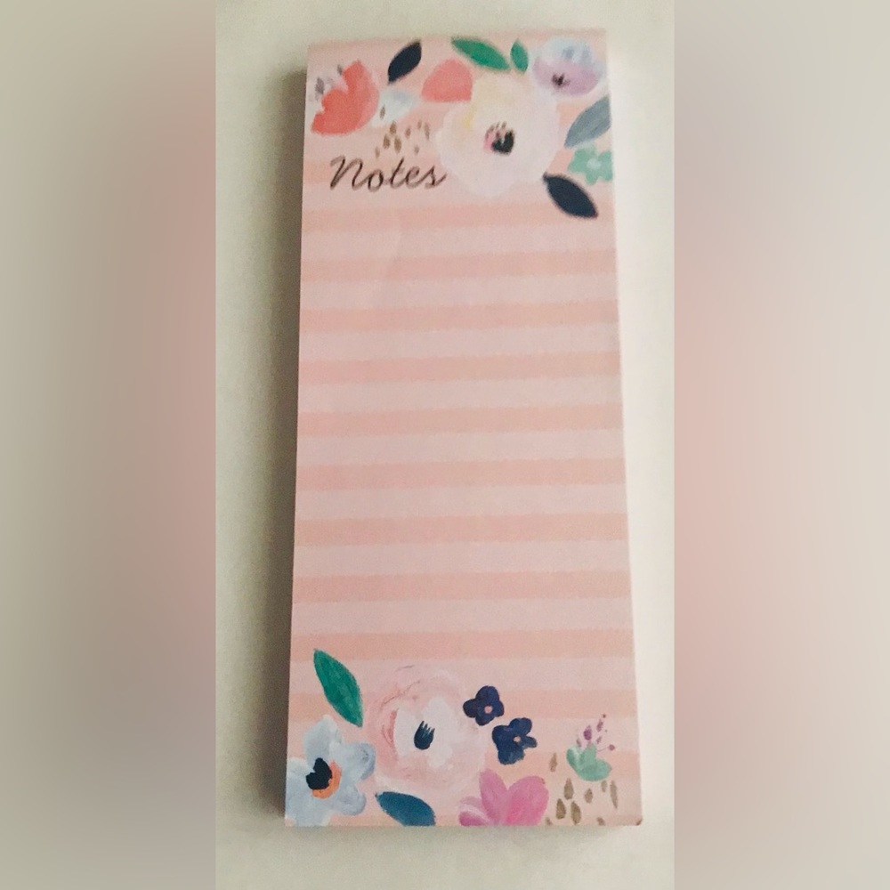 New Floral Long Pad Pink Stripes Flowers Magnet 100 Pages Clementine Vietnam